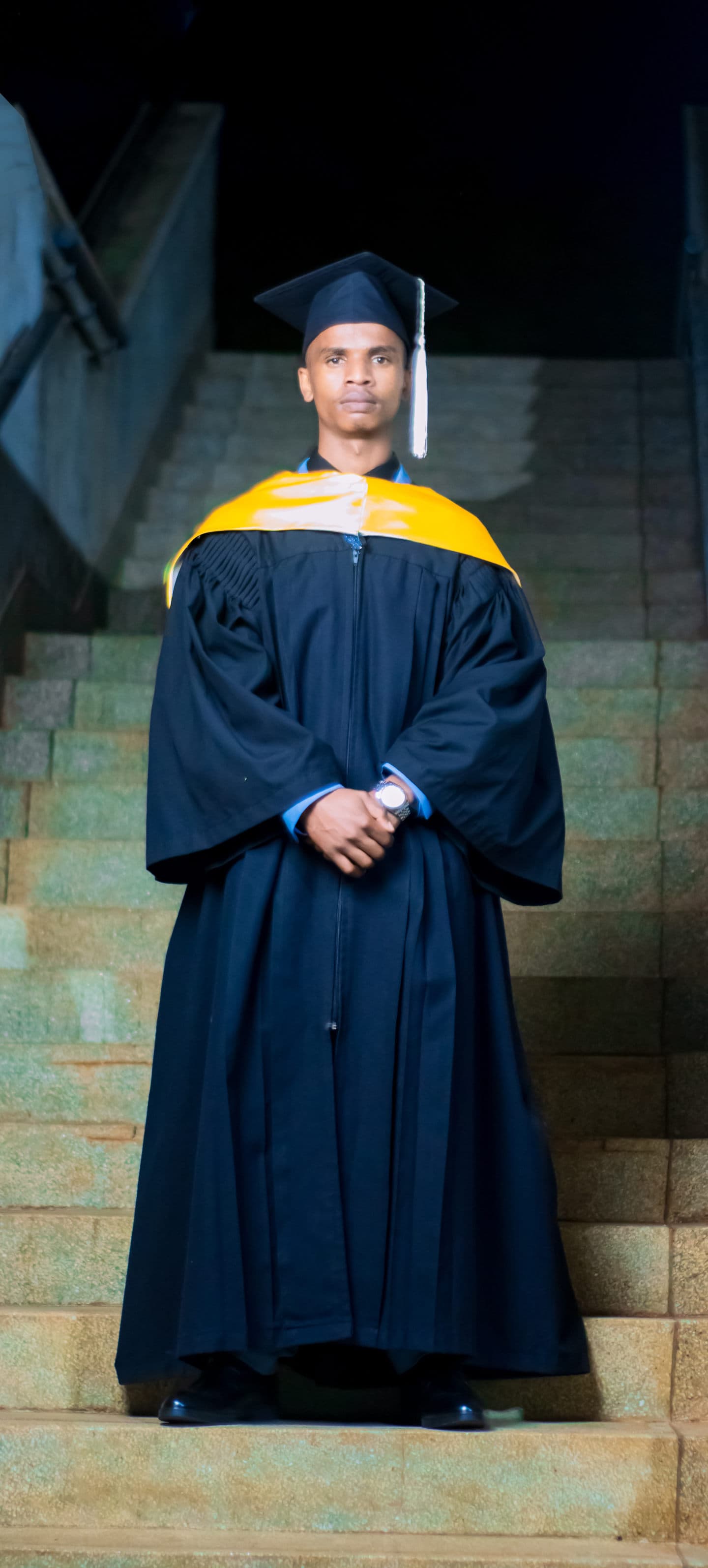 Graduation gown milestone photo